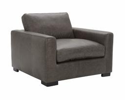 Amazon Brand – Stone & Beam Westview Extra-Deep Down-Filled Leather Accent Chair, 43.3"W, Dark Grey