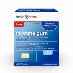Amazon Basic Care Nicotine Polacrilex Gum, 4 mg (nicotine), Stop Smoking Aid, Uncoated, 220 Count