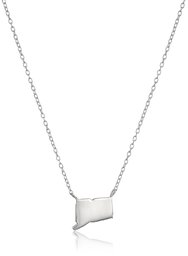 Sterling Silver Stationed Mini State Connecticut Pendant Necklace, 16"+2" Extender