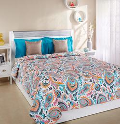 Amazon Brand - Solimo 100% Cotton Printed Comforter, Double (Paisley Preen, 200GSM)
