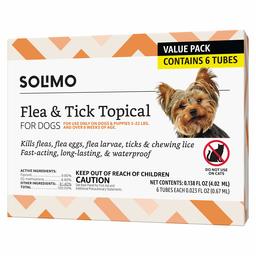 Amazon Brand - Solimo Flea and Tick Topical Treatment for Dogs, for Small Dogs (5-22 pounds), 6 Doses