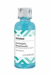 Amazon Brand - Solimo Antiseptic Mouthwash, Blue Mint, 3.2 Fluid Ounce
