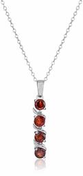 Sterling Silver 925 4 Stone Genuine or Artificial Gemstone Pendant Necklace 4mm 18" Silver No Size
