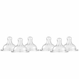 Amazon Brand - Mama Bear Wide-Neck Baby Bottle Nipple, BPA-Free, Fast Flow (Pack of 6)