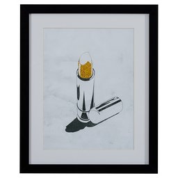 Amazon Brand – Rivet Glamorous Gold Lipstick Print Wall Art in Black Frame, 18" x 22"
