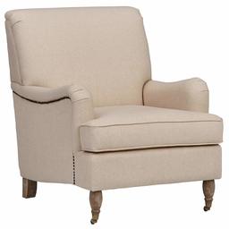 Amazon Brand – Ravenna Home English Rolled Arm Nailhead Trim Accent Chair, 29"W, Beige