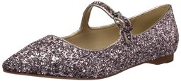 The Fix Amazon Brand Women's Estrella Mary Jane Glitter Ballet Pointed Toe Flat, Pink, 10 B US