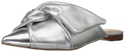 Amazon Brand - The Fix Women's Esmeralda Bow Slide Pointed Toe Flat, Silver/Metallic, 6.5 B US