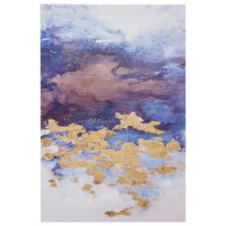 Amazon Brand – Rivet Abstract Purple Clouds with Gold Leaf Accent on Canvas Wall Art, 18" x 24"