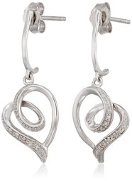 Sterling Silver Diamond Accent Heart Earrings