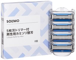 [Amazon Brand] SOLIMO 5 Blades with Trimmer for Men Razor Replacement Blade
