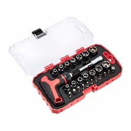 AmazonBasics 27-Piece Magnetic T-Handle Ratchet Wrench and Screwdriver Set (Renewed)