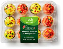 Fresh Brand – Autumn Chocolate & Vanilla Mini Cupcakes, 10 oz (12 ct) (Seasonal)