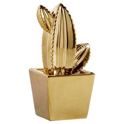 Amazon Brand - Rivet Electroplated Ceramic Cactus Figurine, 8.75" H, Gold Finish