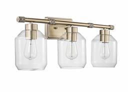 Amazon Brand – Stone & Beam Modern Steel-Framed 5-Piece Vanity Wall Sconce Light with Bathroom Hardware Set, 10.99"H, Brass