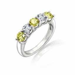 [Find] Amazon Collection Platinum Plated suta-ringusiruba-kuriakyu-bikkuzirukonia and Simulated kanari- 5 Stone Ring, Size 11