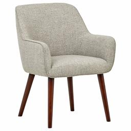 Amazon Brand – Rivet Julie Mid-Century Modern Dining Room Accent Chair with Arms, 32"H, Light Grey (Renewed)