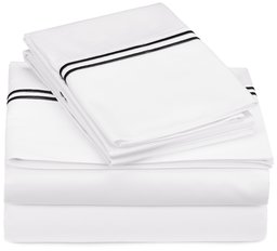 Pinzon 400-Thread-Count Egyptian Cotton Sateen Hotel Stitch Stripe Bed Sheet Set
