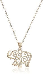 Sterling Silver Filigree Elephant Pendant Necklace, 18"