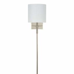 Amazon Brand – Ravenna Home Traditional Plug-In Wall Sconce with Linen Shade, LED Bulb Included, 11.75"H, Brushed Nickel