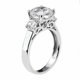 [Find] Amazon Collection Rhodium Plated Sterling Silver Clear Round kattokyu-bikkuzirukoniaburaidaruringusetto, Size 14