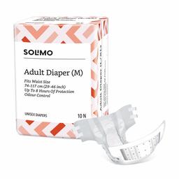 Amazon Brand - Solimo Adult Diapers - 10 Count (Medium) - Waist Size 74-117cm (29" - 46")