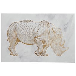 Amazon Brand – Rivet Canvas Print of Gold Rhinoceros Canvas Wall Art, 36" x 24"