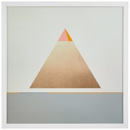 Amazon Brand – Rivet Modern Gold Pyramid Triangle Print Wall Art, 12" x 12", White Frame
