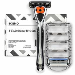 Solimo 3-Blade MotionSphere Razor for Men, Handle & 2 Cartridges (Cartridges fit Solimo Razor Handles only)