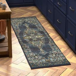 Amazon Brand – Stone & Beam Polypropylene Runner Rug, 2' 2" x 7' 6", Blue, Navy, Multicolor