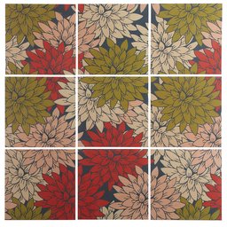 Amazon Brand – Rivet 9-Piece Floral Red and Green Art Print Mural on Wood, 60" x 60"