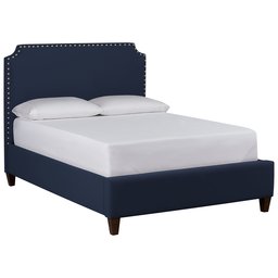 Amazon Brand – Stone & Beam Tisbury Nailhead Trim Queen Bed, 66"W, Spinnsol Indigo