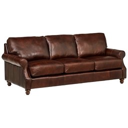 Amazon Brand – Stone & Beam Charles Classic Oversized Leather Sofa, 92"W, Walnut
