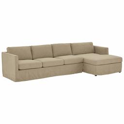 Amazon Brand – Stone & Beam Andover Slipcover Right-Facing Sofa-Chaise Sectional, 126"W, Dove Fabric