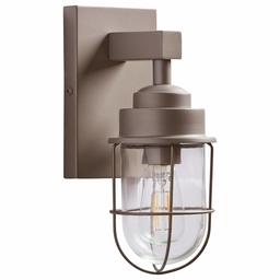 Amazon Brand – Stone & Beam Jordan Industrial Farmhouse Wall Sconce Fixture With Light Bulb - 4.75 x 5.5 x 11 Inches, Silver, For Indoor Outdoor Use