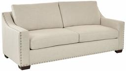 Amazon Brand – Ravenna Home Mayes Sloped Nailhead Sofa, 87"W, Cream