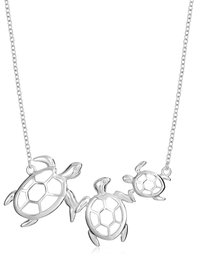Sterling Silver Turtle Family Necklace, 18"