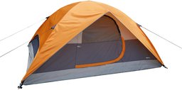 AmazonBasics 4-Person Dome Camping Tent With Rainfly - 9 x 7 x 4 Feet, Orange And Grey