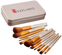 Amazon Brand - Solimo Makeup Brush Set With Tin Storage Box (12 Pieces)