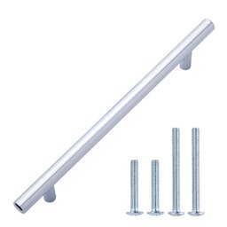 AmazonBasics Euro Bar Cabinet Handle (1/2" Diameter), 8.69" Length (6.31" Hole Center), Polished Chrome, 10-Pack