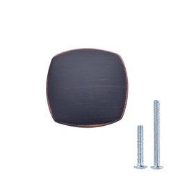 AmazonBasics Rounded Square Cabinet Knob, 1.26" Diameter, Oil Rubbed Bronze, 10-Pack