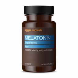 Amazon Elements Melatonin 3mg, Helps with occasional sleeplessness, Vegan, 260 Tablets, 8 month supply (Packaging may vary)