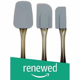 (Renewed) AmazonBasics Silicone Spatula Set, 3-Pieces, Grey