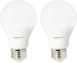 AmazonBasics 40 Watt Equivalent, Soft White, Non-Dimmable, A19 LED Light Bulb - 2 Pack