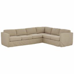 Amazon Brand – Stone & Beam Andover Slipcover Left-Facing L-Shaped Sectional, 124"W, Dove Fabric