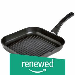 (Renewed) AmazonBasics Non-Stick Grill Pan (Induction and Gas Compatible), 28 cm