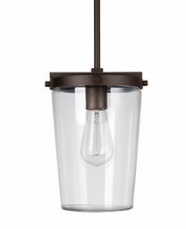 Amazon Brand – Rivet Single-Light Outdoor Pendant Light with Clear Glass Shade, Vintage Edison Bulb Included, 40.3"H, Bronze