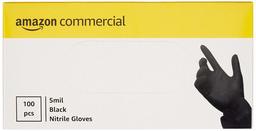AmazonCommercial Powder Free, Textured Disposable Nitrile Gloves, 5 mil, Black, 240mm, Size S, 1000 (10 Boxes of 100)