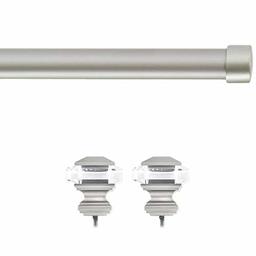 AmazonBasics Squire Acrylic Square Finial with 1" Curtain Rod - 36-72", Nickel