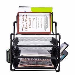 AmazonBasics All-In-One Wire Mesh Desk Organizer, Black (Renewed)